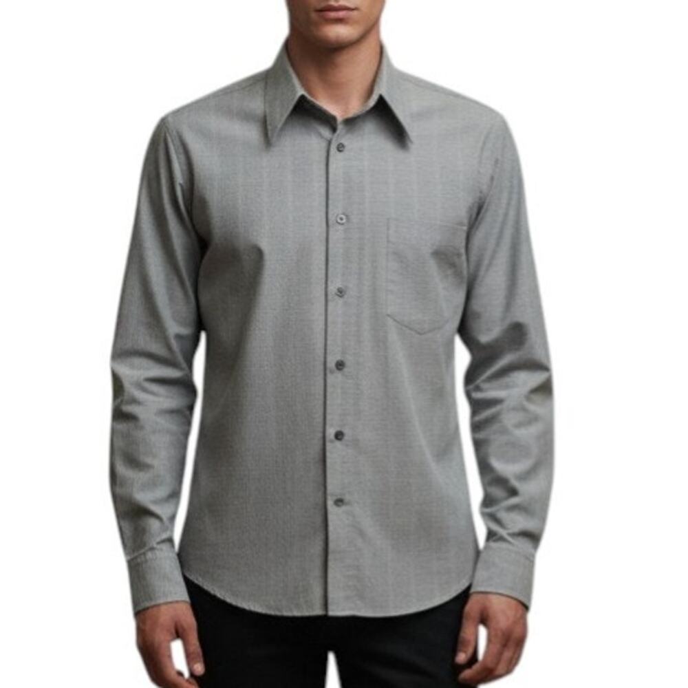 BOSS HUGO BOSS Dress Shirt 17.5 - 44 Gray Subtle Striped Long sleeve